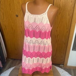Knit Chevron Stripe Tank Dress in Pink Ombre